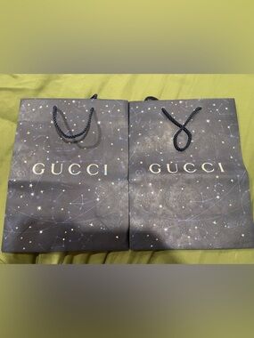 Gucci Black Gift Bag with Holographic Logo and Starry Constellation Print